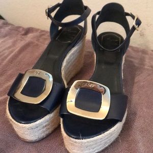 Roger Vivier Classic Wedge Heel - Size 8 - Navy